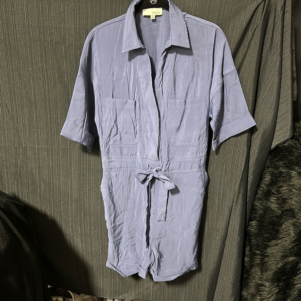 Pinch Blue Short Sleeve Oversized‎ Romper / Size S / H-111